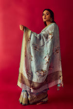 Load image into Gallery viewer, Evergreen Silk Linen Saree
