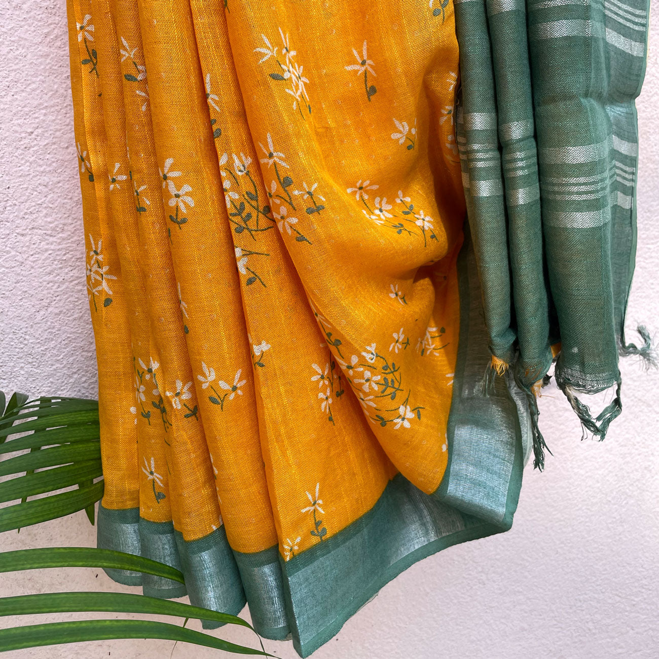 Gold Fusion Organic Linen Saree