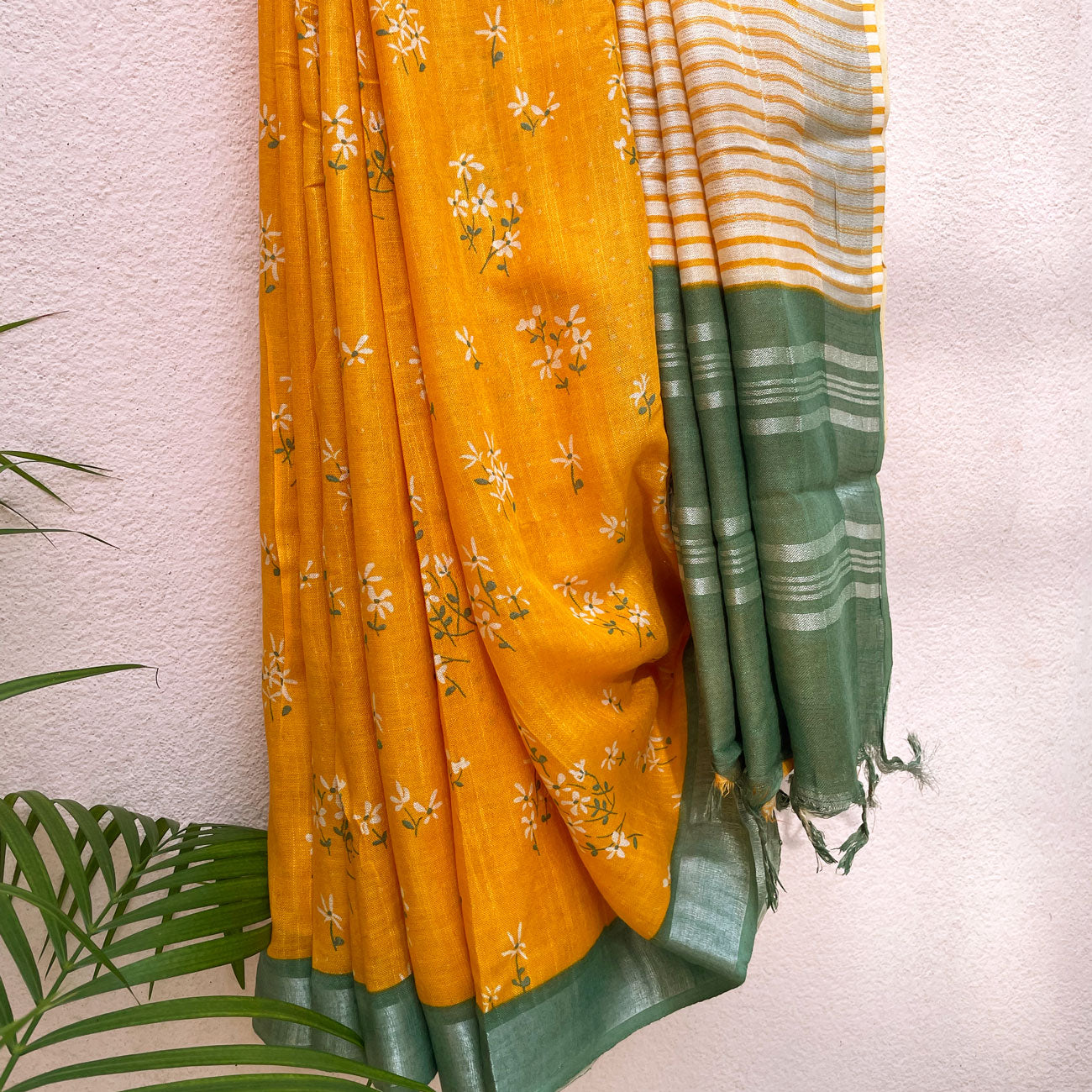 Gold Fusion Organic Linen Saree