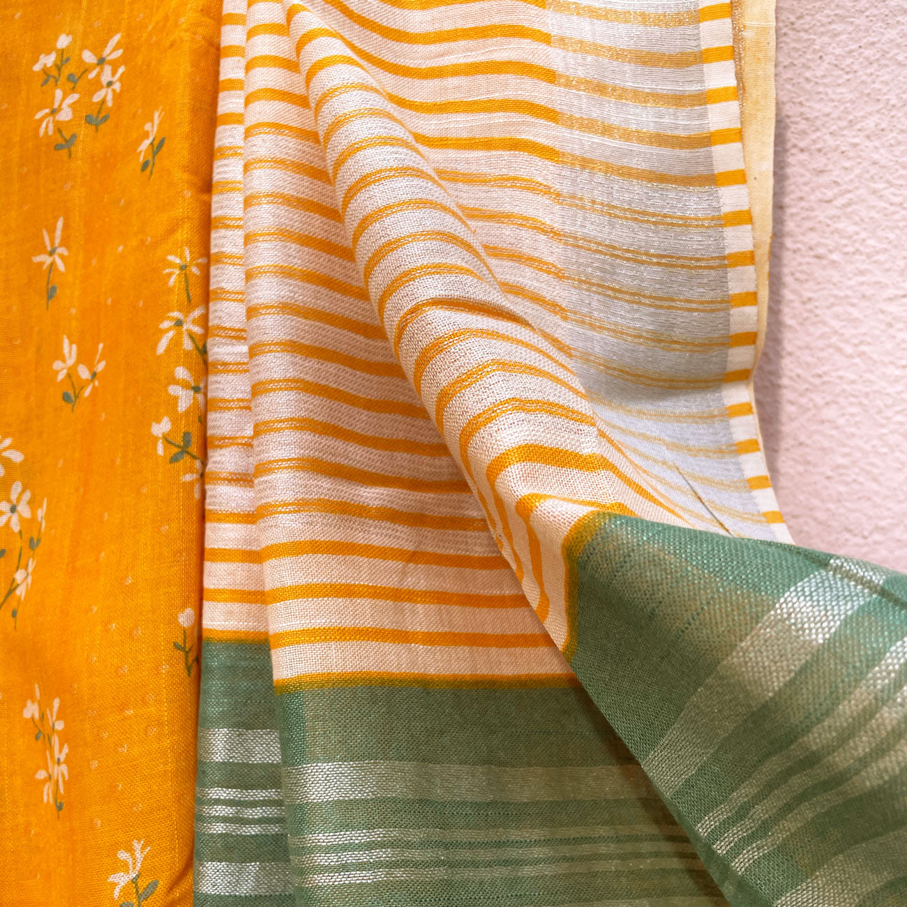 Gold Fusion Organic Linen Saree