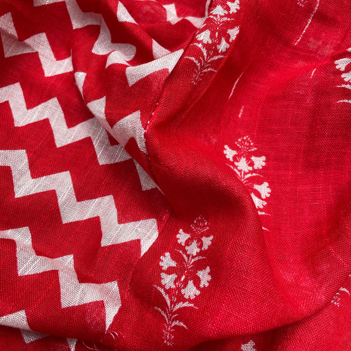 Hibiscus Red Organic Linen Saree