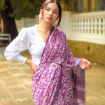 Load image into Gallery viewer, Hyacinth Violet Organic Linen Saree
