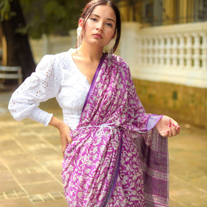 Hyacinth Violet Organic Linen Saree