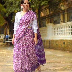 Hyacinth Violet Organic Linen Saree