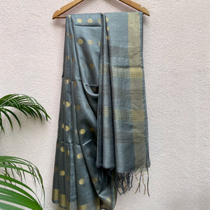 Silver Blue Tussar Georgette Silk Saree