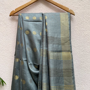 Silver Blue Tussar Georgette Silk Saree