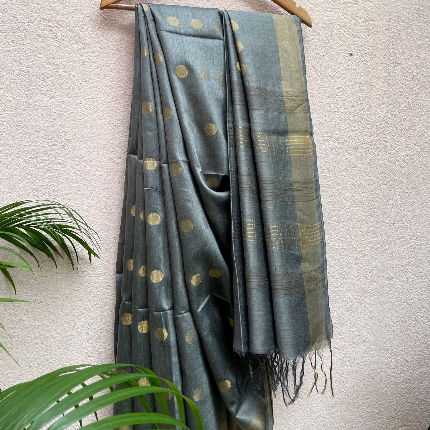 Silver Blue Tussar Georgette Silk Saree