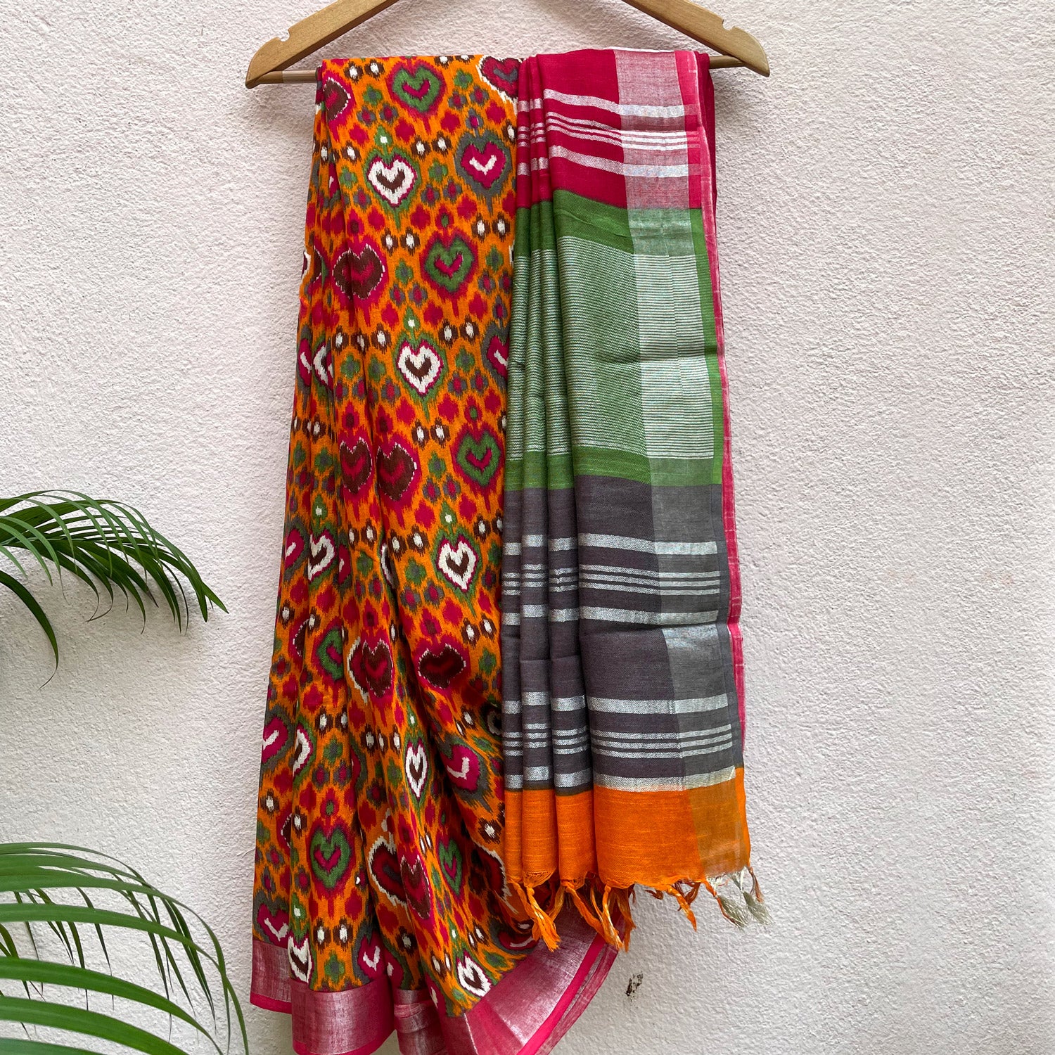 Autumn Glory Organic Linen Saree