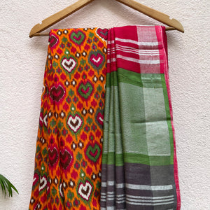 Autumn Glory Organic Linen Saree