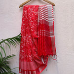 Load image into Gallery viewer, Scarlet Red Organic Linen Saree
