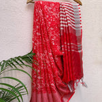 Load image into Gallery viewer, Scarlet Red Organic Linen Saree
