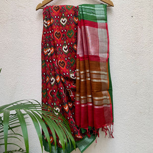 Watermelon Organic Linen Saree