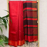 Load image into Gallery viewer, Rose Red Tussar Dupion Silk Saree
