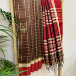 Load image into Gallery viewer, Mahogany Tussar Dupion Silk Saree
