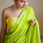 Load image into Gallery viewer, Lime Green Organic Linen Saree
