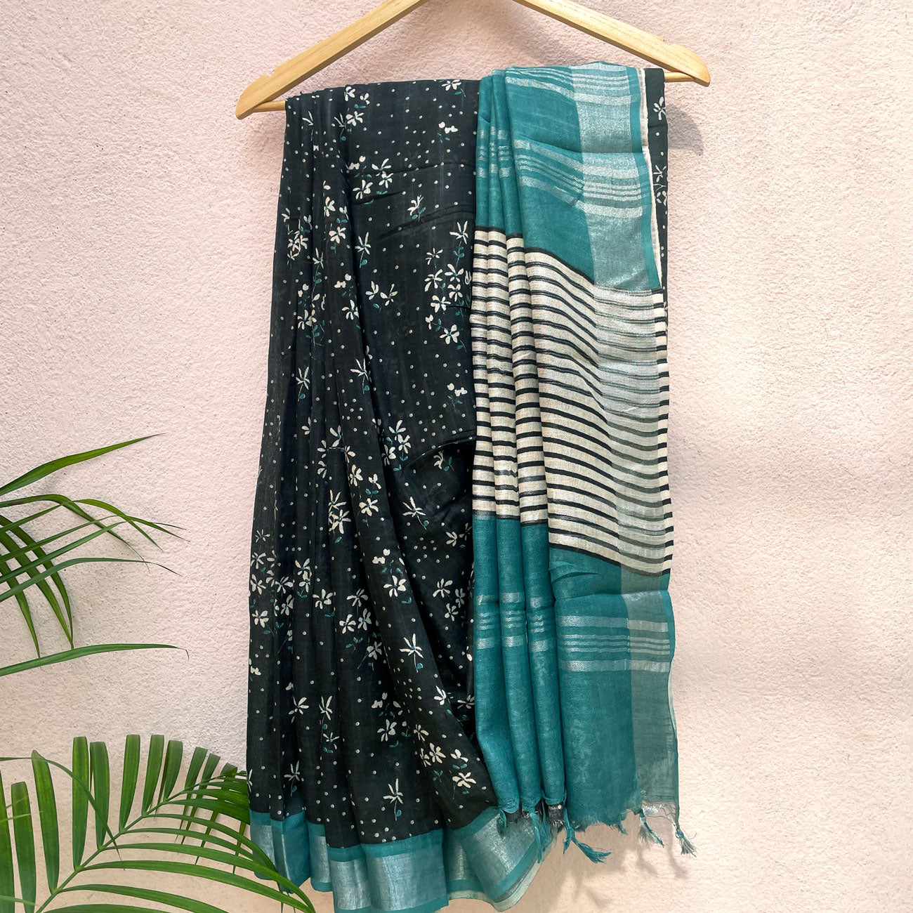 Midnight Glory Organic Linen Saree