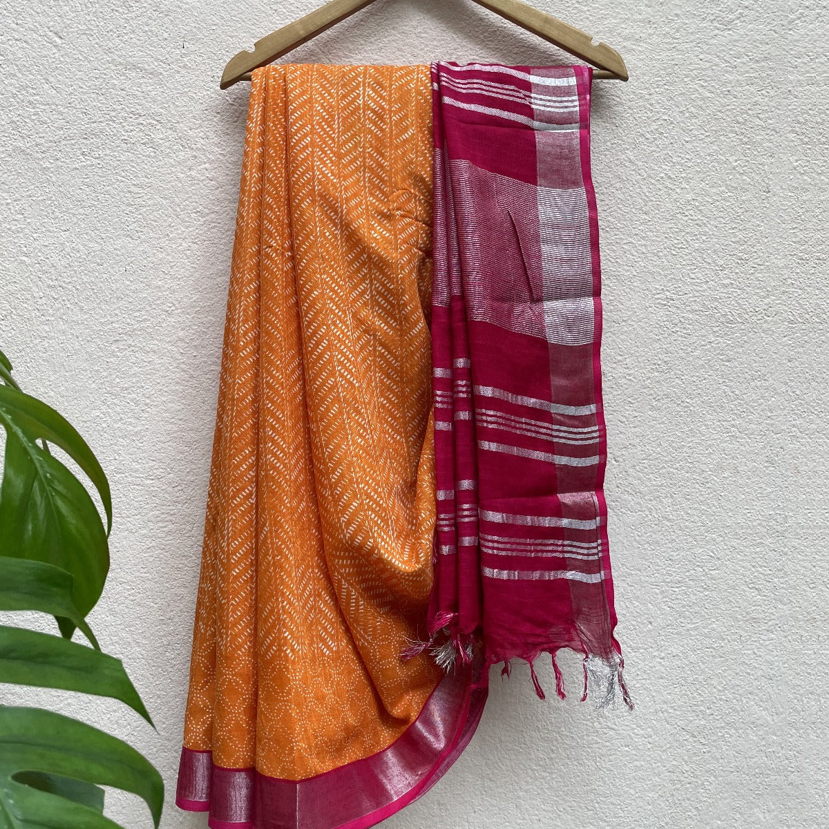 Orange Peel Organic Linen Saree