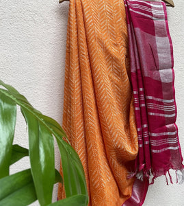 Orange Peel Organic Linen Saree