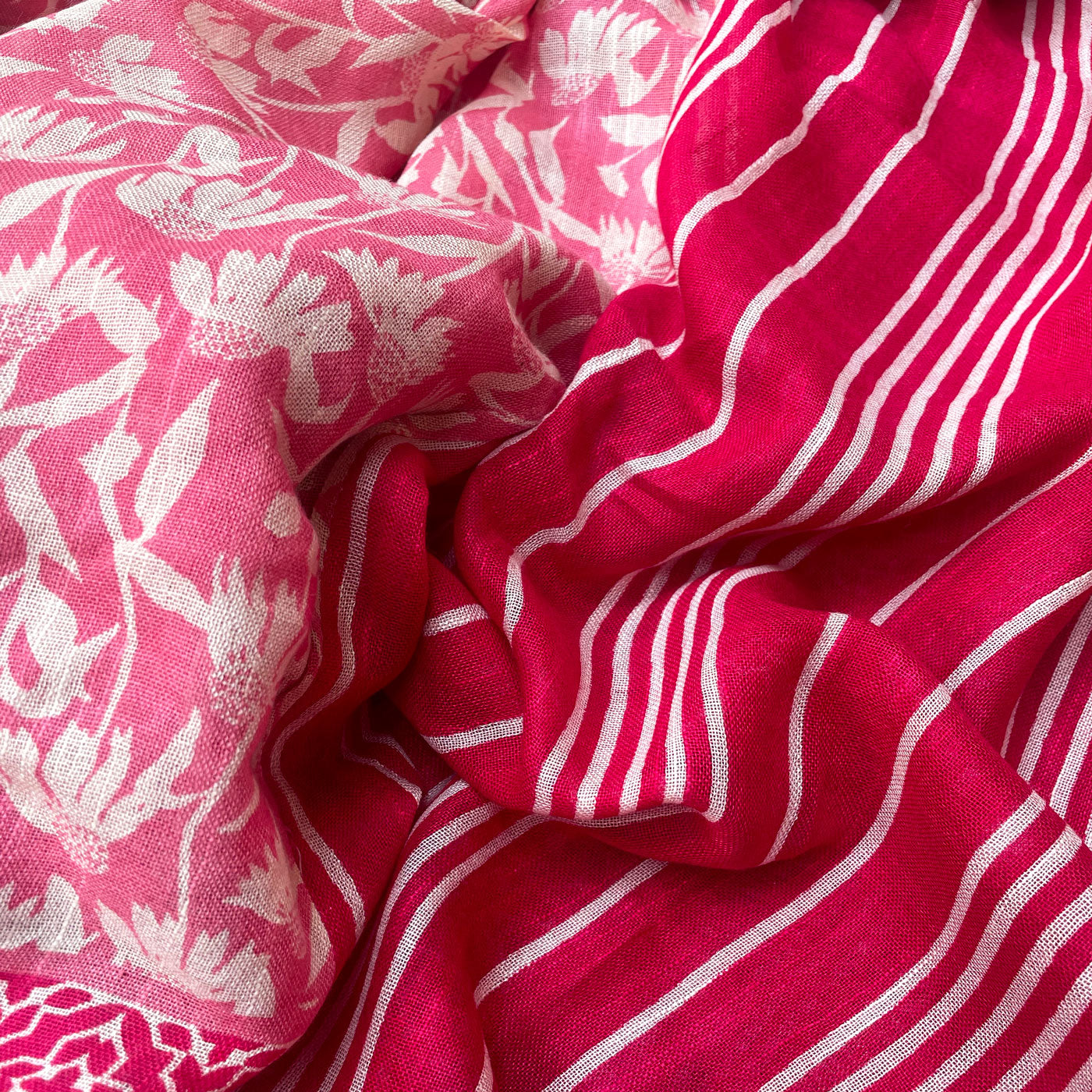 Paradise Pink Organic Linen Saree