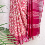 Load image into Gallery viewer, Paradise Pink Organic Linen Saree
