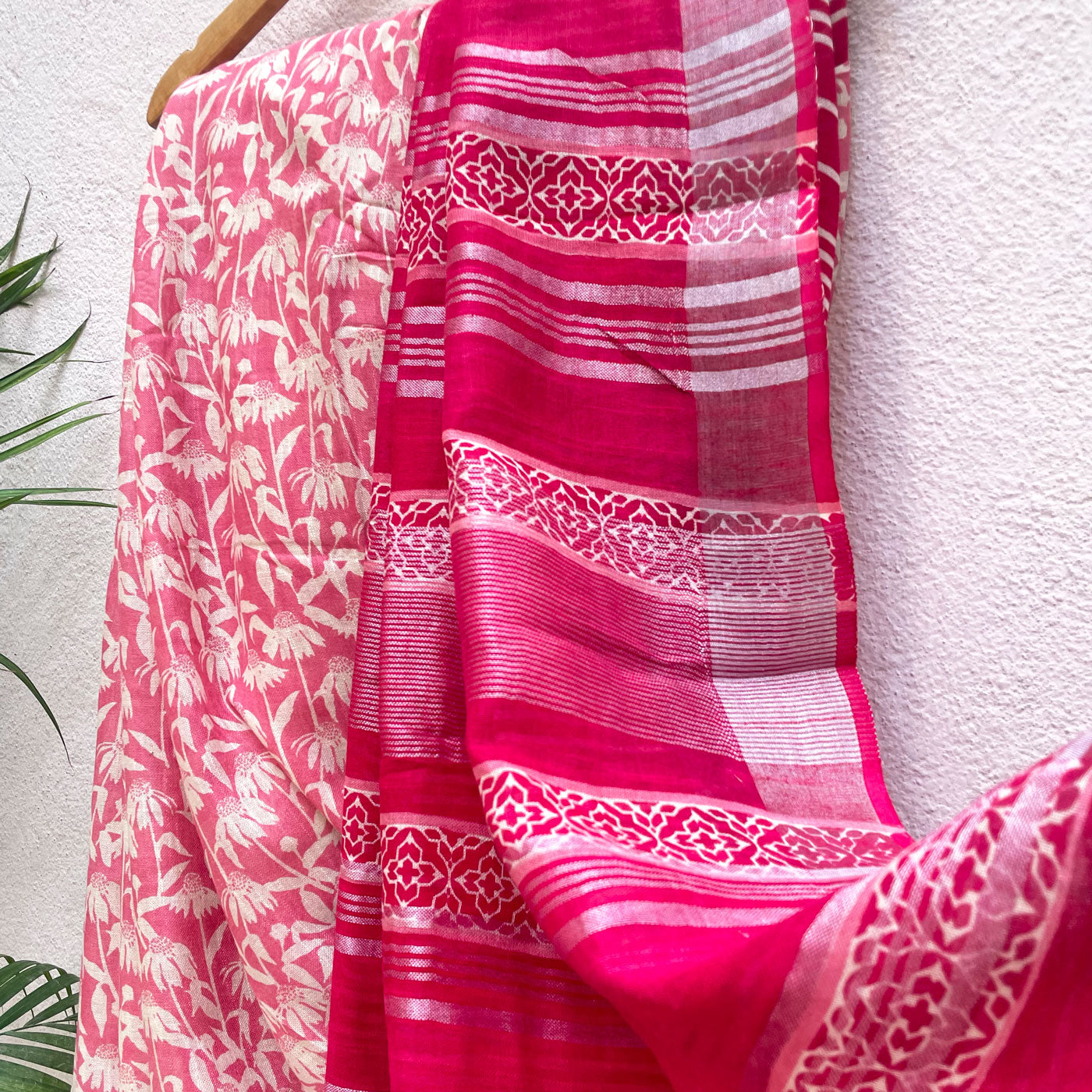 Paradise Pink Organic Linen Saree