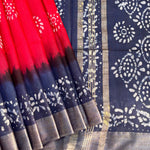 Load image into Gallery viewer, Poppy Garden Batik Cotton Silk Saree
