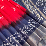 Load image into Gallery viewer, Poppy Garden Batik Cotton Silk Saree
