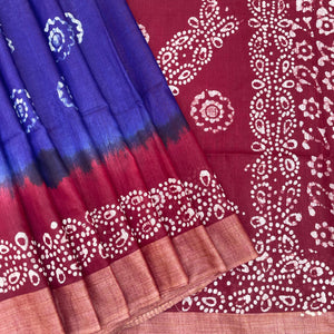 Primrose Batik Cotton Silk Saree