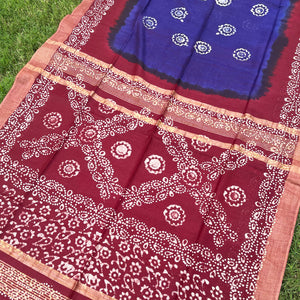 Primrose Batik Cotton Silk Saree