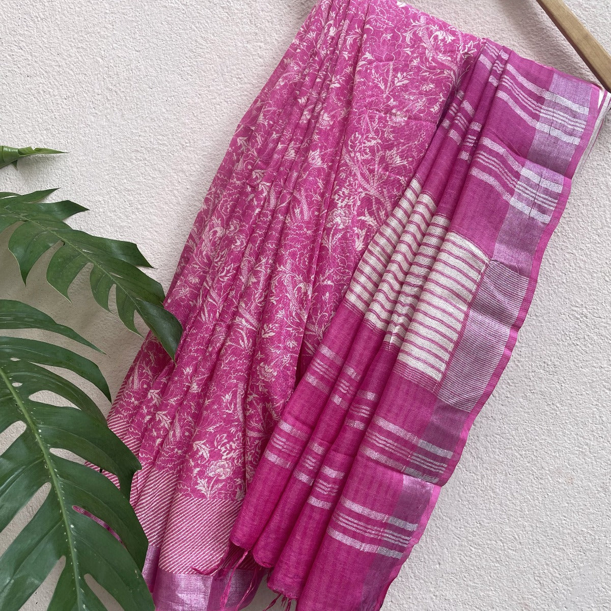 Raspberry Organic Linen Saree