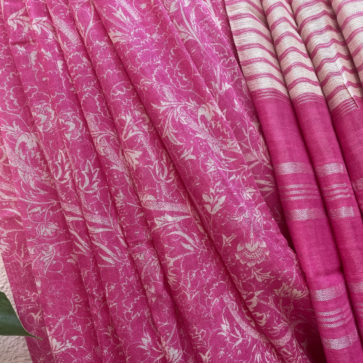 Raspberry Organic Linen Saree