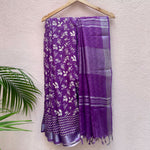 Load image into Gallery viewer, Royal Purple Organic Linen Saree
