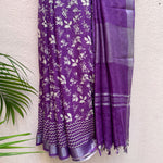 Load image into Gallery viewer, Royal Purple Organic Linen Saree
