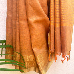 Rustic Bliss Pure Linen Saree