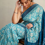 Load image into Gallery viewer, Santosa Poppies Organic Linen Saree
