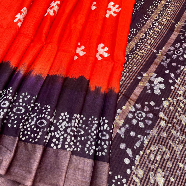 Unique Floral Design Batik Cotton Saree – Craftyle