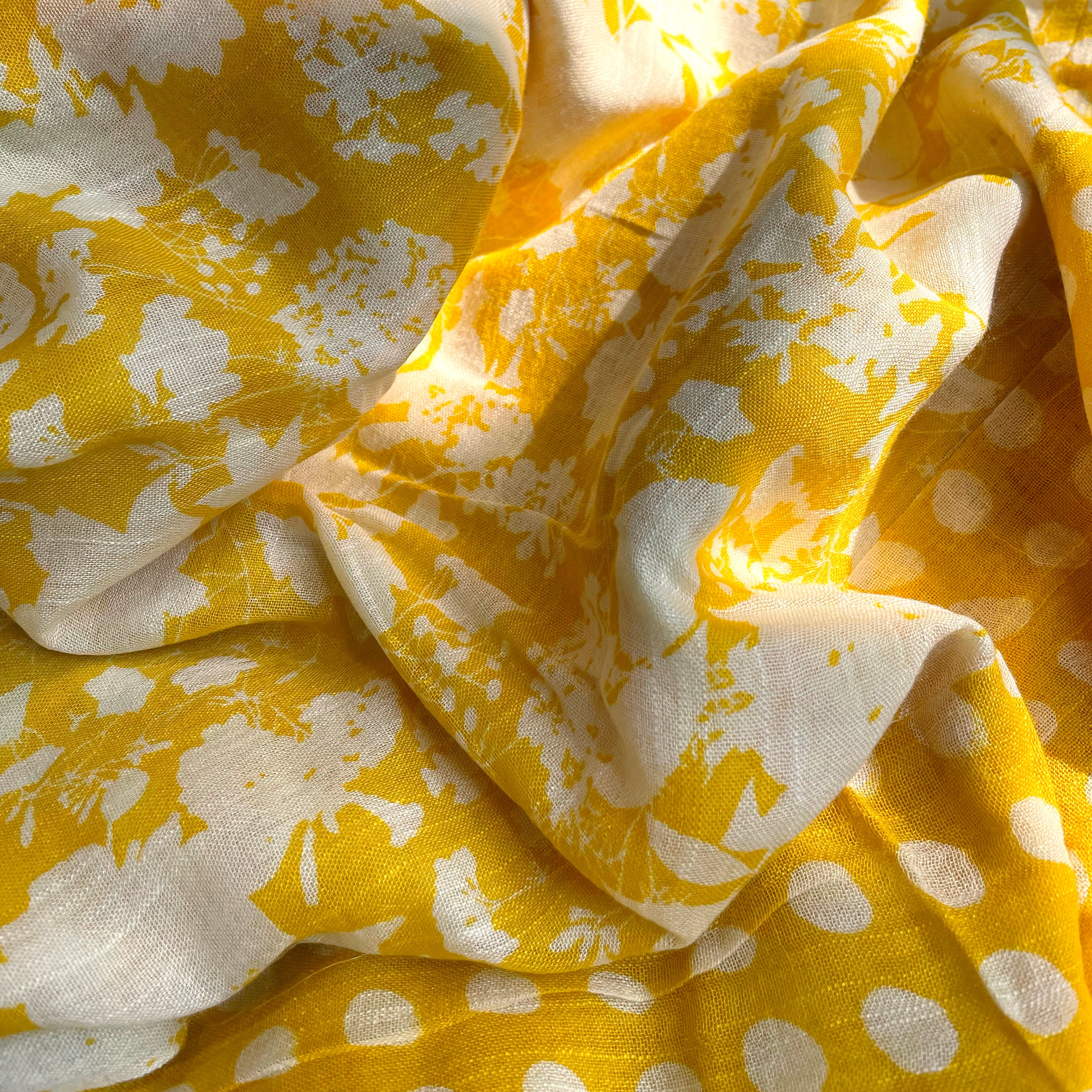 Sunshine Bloom Organic Linen Saree