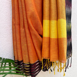 Sunset Vibes Pure Linen Saree