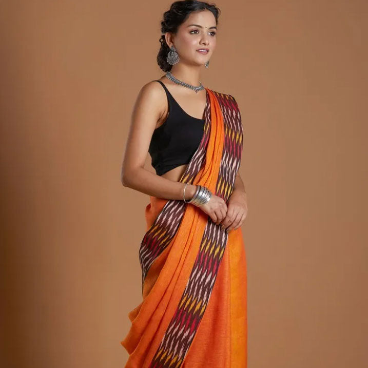 Sunset Vibes Pure Linen Saree