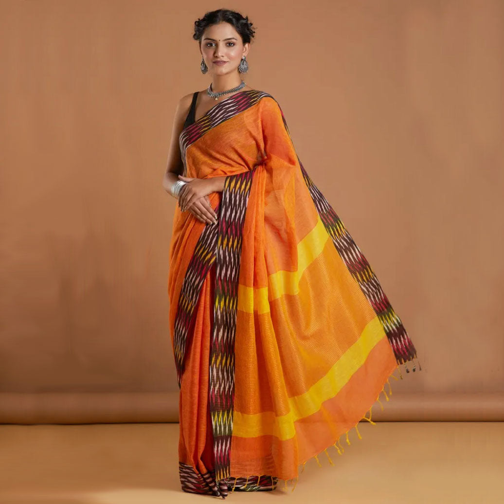 Sunset Vibes Pure Linen Saree