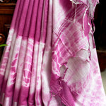 Load image into Gallery viewer, Super Pink Shibori Cotton Linen Saree
