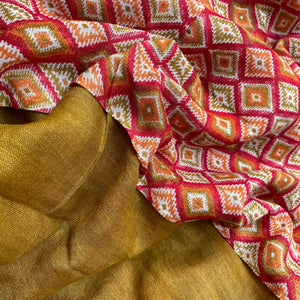 Tango Red Organic Linen Saree