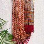 Load image into Gallery viewer, Tango Red Organic Linen Saree
