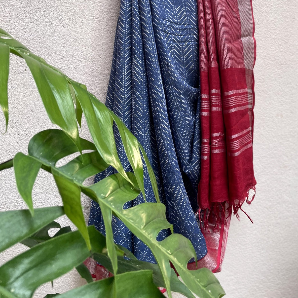 Twilight Blue Organic Linen Saree