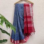 Load image into Gallery viewer, Twilight Blue Organic Linen Saree
