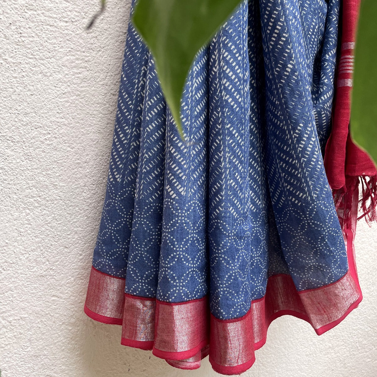 Twilight Blue Organic Linen Saree