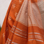 Load image into Gallery viewer, Vibrant Orange Organic Linen Saree
